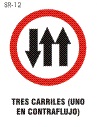 tres carriles uno en contra