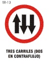 tres carriles dos en contra